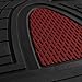 FH GROUP Car Seat Covers Premium Tall Channel Rubber Trimmable Floor Mats w. FH3001 Snake Pattern Silicone Steering Wheel Cover- Universal Fit for Trucks, SUVs, and Vans (Burgundy/Black) F11311
