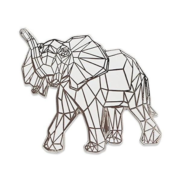 Wizardpins 折り紙 象 ホワイト幾何学模様 ハードエナメルラペルピン