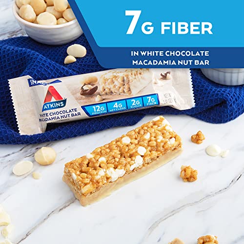 Atkins Snack Bar, White Chocolate Macadamia, Made with Real Almond Butter, Naturally Flavored