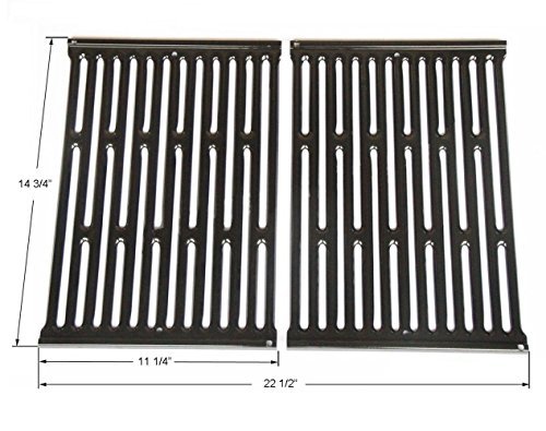 BBQ Funland GP523 NEW Gloss Porcelain Enameled Cooking Grates Replacement For Weber 7523, Weber Genesis Silver A And Spirit 500 Gas Grills, SET Of 2