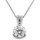 1 Carat 3 Prong Solitaire Basket Diamond Pendant Necklace 14K White Gold (J, SI1, 1 ctw)