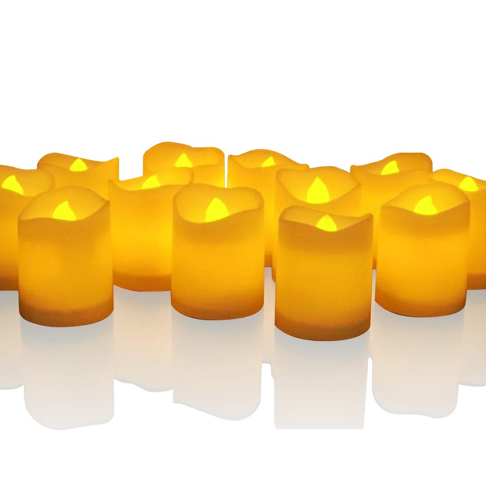 NOVELTY PLACE Flameless LED Votive Candles Longest Lasting Battery Operated Flickering LED Tealight Candle for Wedding, Party and Holiday (Pack of 12)