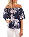 StyleDome Womens Off Shoulder Floral Print Summer Casual Fashion Blouse Tops
