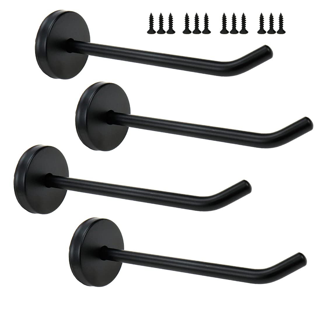 Rannb Wall Mount Hook Single Hook Stainless Steel Long Coat Hook Robe Hanger fit for Kitchen, Bedroom & Living Room 120mm/4.7" Length - Pack of 4