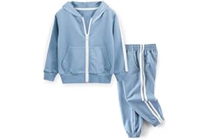 Boy's Casual Tracksuit Long Sleeve Color Block Hoodie Jacket Sweatsuit +Pants Outfit Set 1-9 Years