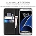 Galaxy S7 Edge Case, SHIELDON Genuine Leather Wallet Case Carry-all Flip Book Case with Stand Feature & ID Credit Card Slots [Magnetic Closure] for Samsung Galaxy S7 Edge, Black