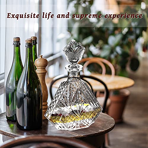 Crystal Whiskey Decanter Set and 6 Glasses for Liquor , Elegant Liquor