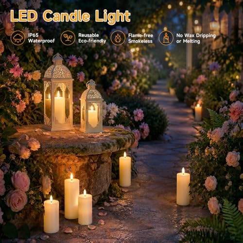 Dehobo Candele Led, Candele Led Fiamma Oscillante, IP65 (6 Pezzi), Con Timer E Telecomando (13,5/15/18cm x 5,5cm), Candela Senza Fiamma Led Ideali Per Patii, Matrimoni, Soggiorni, Halloween