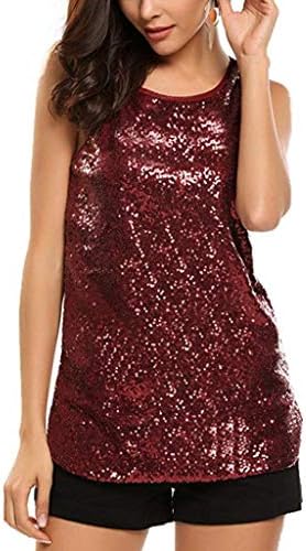 HARRYSTORE Women Womens Sleeveless Sparkle Shimmer Camisole Vest Sequin Tank Tops T-Shirt Blouse
