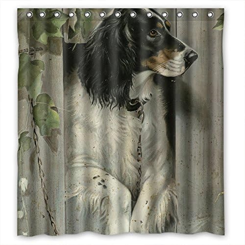 Comeciti Polyester Dog Art Painting Bathroom Curtains Width X Height / 66 X 72 Inches / W H 168 By 180 Cm Best Choice For Hotel Wife Birthday Valentine Gf. Mildew Resistant - Fabric
