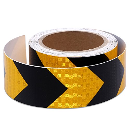 2" X 30 Feet Reflective Hazard Warning Tape Waterproof Yellow/Black