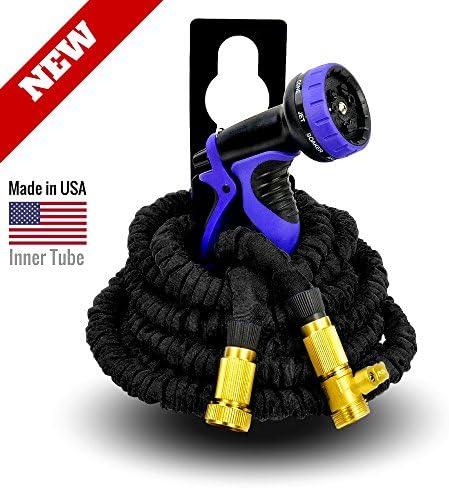 WORLD'S STRONGEST Expandable Garden Hose with MADE IN USA inner tube material. Garden Hose, Expanding Hose, Flexible Hose, Expandable Hose Set(50 ft, Black)
