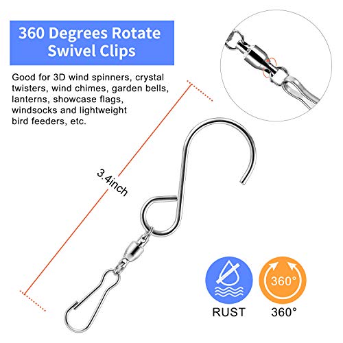 TecUnite 20 Pack Wind Spinner Swivel Hooks Clips for Hanging Wind