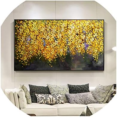 Nona E Ansell Modern Abstract Yellow Flowers Canvas Painting Art Wall Picture for Living Room Home Decoration Hd Landscape Posters and Prints,90X50Cm