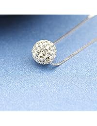valice S925 plata de ley Cadena Full bola de vidrio de diamantes Sparkle Colla Colgante Collar para las mujeres