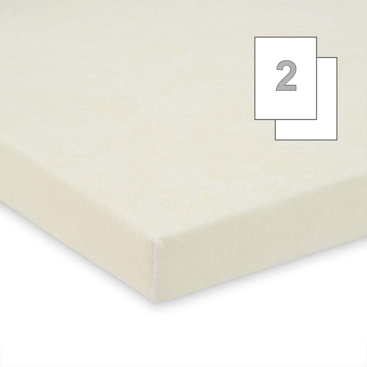 Twin Pack FabiMax 3541 Jersey Fitted Sheet for Extra Bed and Cradle, 90 x 40 cm – Cream