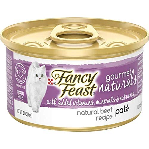 PURINA FANCY FEAST GOURMET NATURALS GRAIN FREE PATE TENDER BEEF RECIPE ADULT WET CAT FOOD -(12CANS -3 OZ.)