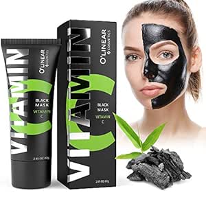 Black Charcoal Mask - Face Peel Off Mask with Organic Bamboo and Vitamin C – Deep Cleansing Pore Blackhead Removal and Purifying Black Mask for Men and Women