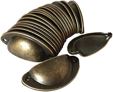DFHM 20pcs Vintage Door Drawer Cabinet Bronze Antik Iron Shell Cupped Cup Semicircle Handle Pull Knob 8.2cmx3.5cm