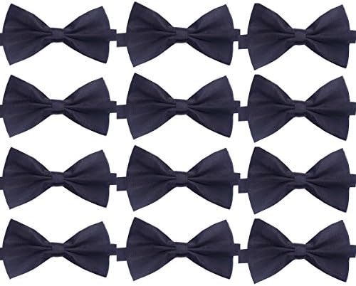Glitterymall 12pcs Solid Color Pre-tied Mens Tuxedo Adjustable Neck Bowtie Bow Tie Collection Mixed Lot (Black Color 12pcs)