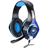 TURN RAISE 3.5mm Stereo Gaming Headset for Xbox one PS4 PC, Surround Sound Over-Ear Headphones with Noise Cancelling Mic, LED Lights, Volume Control Gamer Headset for Laptop, Tablet, iPad, Smartphones