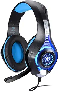 TURN RAISE 3.5mm Stereo Gaming Headset for PS4, PC, Xbox One Controller, Noise Cancelling Over Ear Headphones with Mic, LED Light, Bass Surround, Soft Memory Earmuffs for PC, Laptop,Tablet,Smartphones