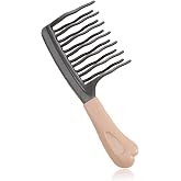 Wide Tooth Comb for Curls, Detangling Comb with Double Row Wavy Tooth for Curly/Wavy/Thick/Long/Wet &amp; Dry Hair, Detangler Hair Brush Large Tooth Shower Hair Comb for Women Girl Men
