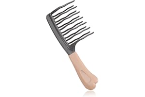 OPTISAKE Wide Tooth Comb for Curls, Detangling Comb with Double Row Wavy Tooth for Curly/Wavy/Thick/Long/Wet & Dry Hair, Detangler Hair Brush Large Tooth Shower Hair Comb for Women Girl Men (Gray)