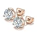 Anni Coco 4 Pairs Rose Gold Plated Stainless Steel Needle Round CZ Stud Earrings Set for Women,8MM