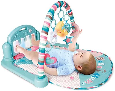 PLS Baby Kick and Play Piano Playmat, (Small, Light Blue) Baby Toys, Battery Included, for 6 to 12 Months Old, Interactive, Activity Toys, Lights and Sounds