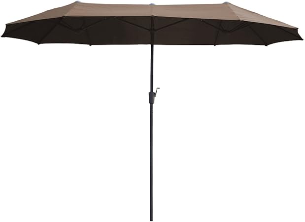Amazon Com Aooda 13 Ft Market Patio Umbrella Double Sided Steel Table Outdoor Umbrella With Crank Perfect For Outdoors Patio Or Any Parties Brown Garden Outdoor
