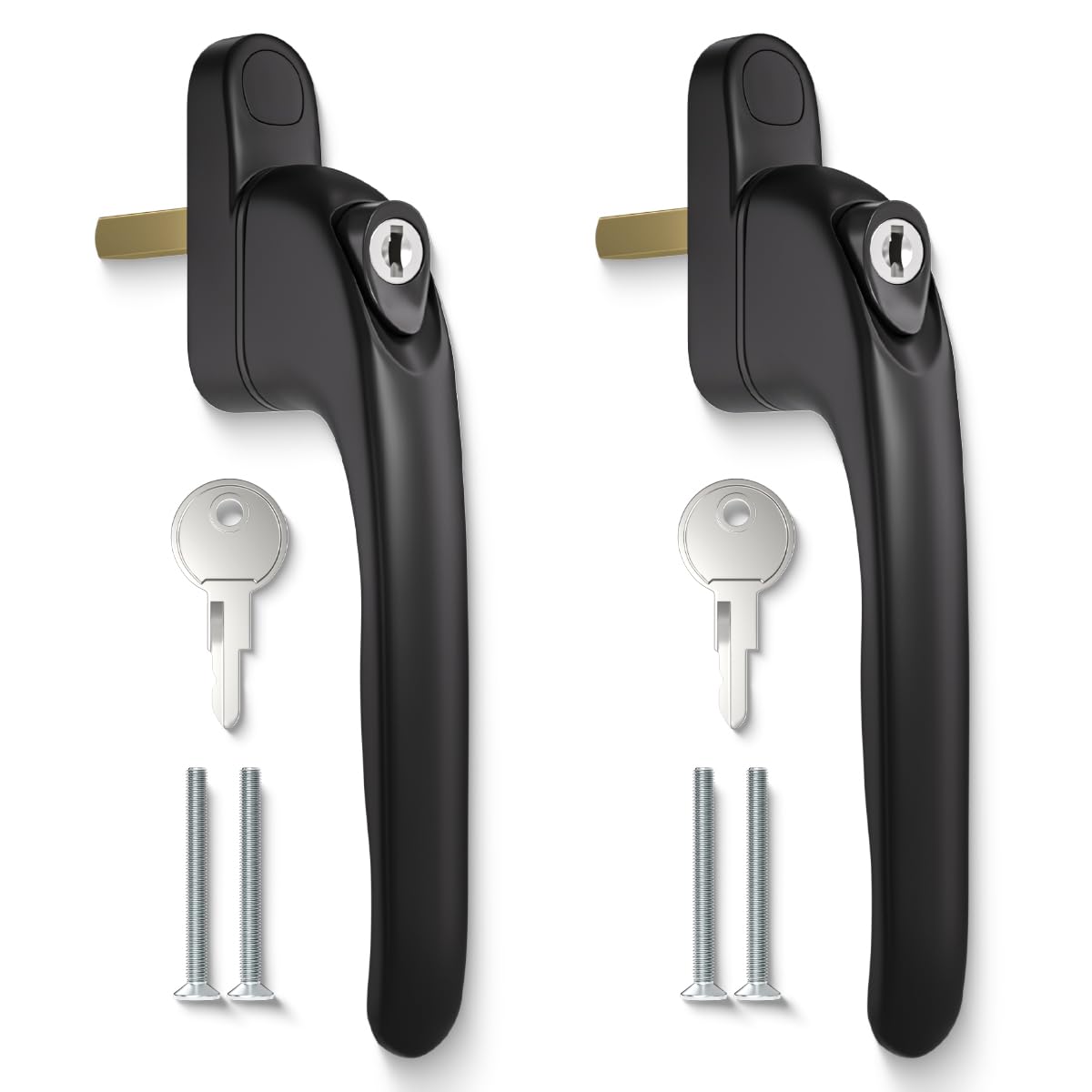 Bwintech 2 Pcs in-Line Black UPVC Aluminium Window Handle, 43mm Spindle for Indoor and Outdoor UPVC Window — image 1