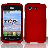 LG Optimus Fuel L34C Red Rubberized Plastic Cover Snap On Hard Rugged Gel Case Cell Phone Shield Protector Shell from [Accessory Library]