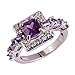 Emsione 925 Sterling Silver Plated Created Amethyst Princess Cut CZ Halo Wedding Engagement Anniversary Statement Eternity Ring