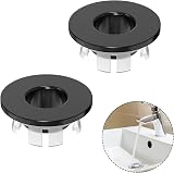 Bansusu 2Pcs Black Overflow Ring Sink Cover Round Bath Kitchen view 1