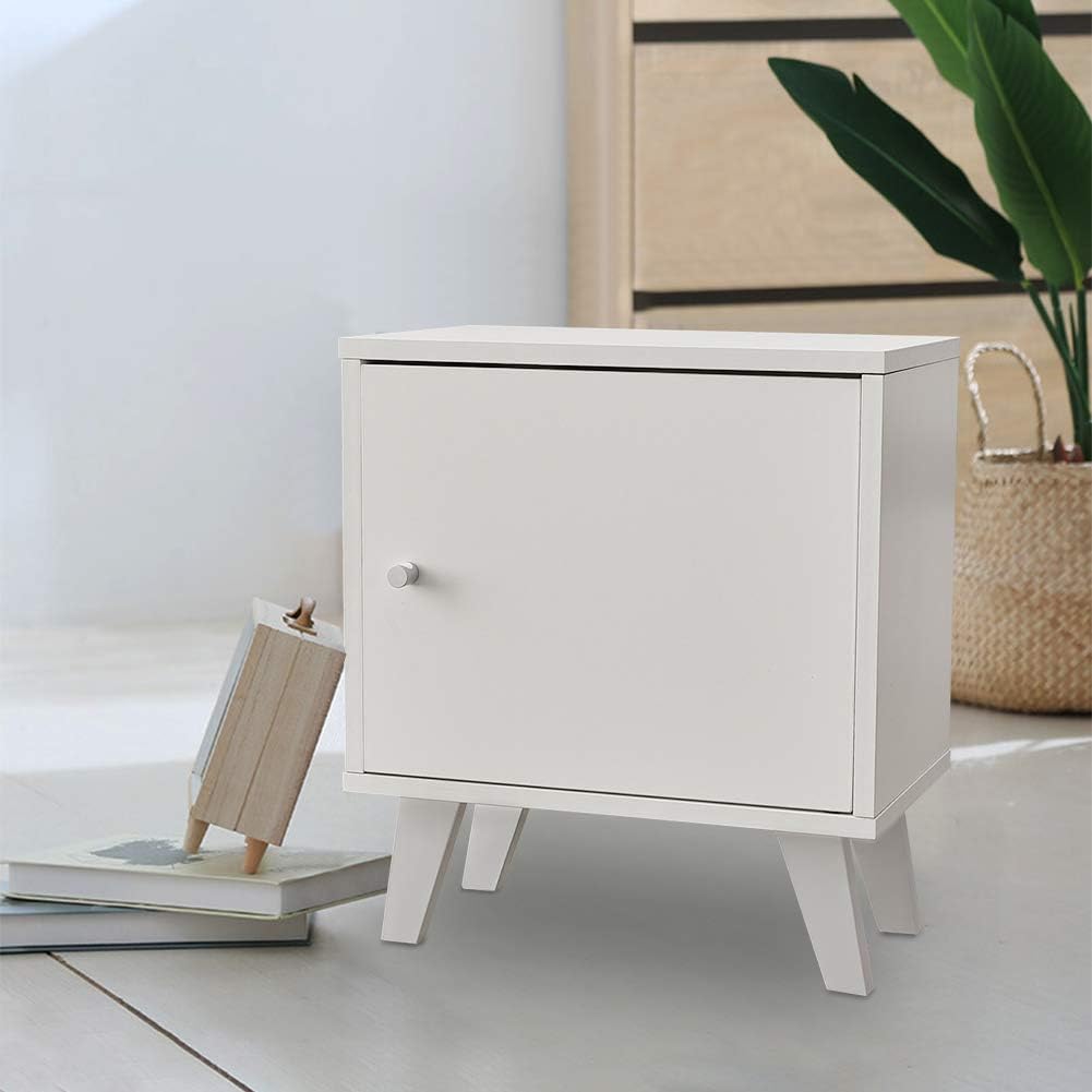 Tukailai 1 Door Bedside Table Nightstand White Small Multifunctional Simple Bedroom Furniture White Bedside Tables
