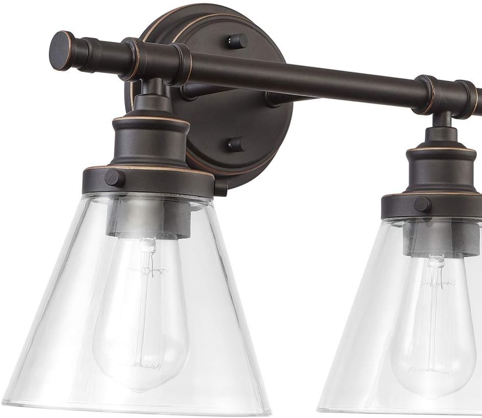 Globe Electric Parker 2 Vanity Light, Oil Rubbed Bronze, Clear Glass Shades 51444, 11", Chrome - - 