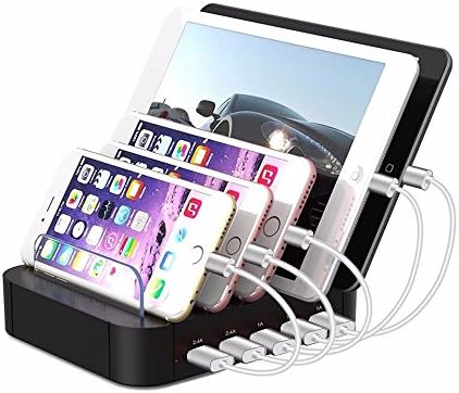 QDY 5-Port USB Charging Station Dock, Organizer for iPhone 7/7 Plus/6/6s/Plus, SE/5S/5C/5, iPad Pro/Air/Mini/4/3/2, Samsung Galaxy S7 Edge/S6/S5/S4/S3/Note/Note2/Tab, iPod, Nexus, HTC and more