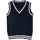 jinghuiyue Women’s V Neck Sweater Vest School Uniform Solid Color Sleeveless Knit Sweaters Pullover Tank Tops