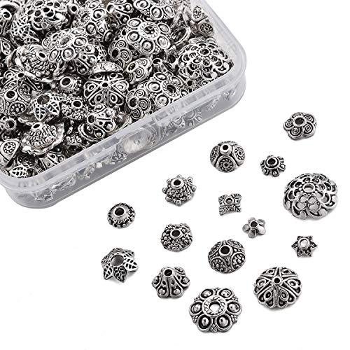 JEWMAY 300Pcs Tibetan Silver Bead Caps Metal Spacers Jewelry Findings Accessories for Bracelet Necklace Jewelry Making