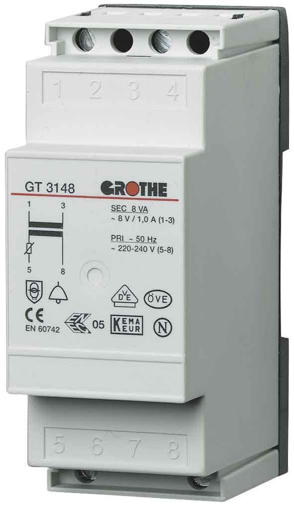 Grothe 1512010 Grot Bell Transformer GT 3148 8V 1.0A Bell Transformer 8V AC 1A