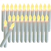 xunhuimemory 24 PCS Flameless LED Taper Candles Lights, Battery Operated Candlesticks with Warm White Flickering Flame, 0.79 x 6.5 Inches Dripless Fake Floating Taper Candles for Church Wedding Xmas