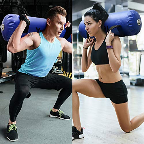 Yes4All Large Aqua Bags for Workout 45-80lbs - Ultimate Core Water Weights Aqua Bag - Portable Stability Fitness - Perfect Agility, Durability for Indoors and Outdoors - Clear & Dark Blue