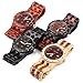Bewell Men Wooden Quartz Watch Round Dial Analog Wristwatch