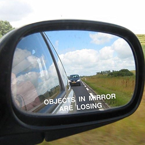 Gperw Unique Creative English OBJECTS IN MIRROR ARE LOSING Rearview Mirror Sticker(White)