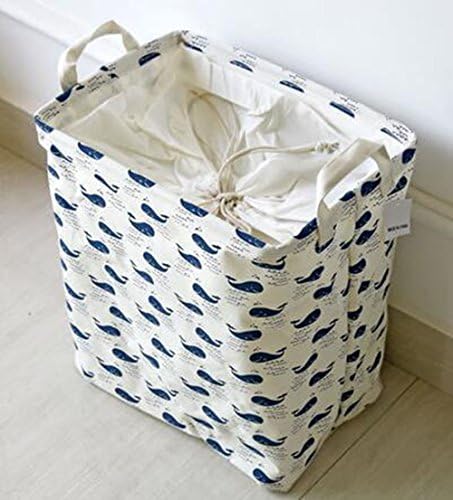 Fashion Large Square Beam Lanudry Basket Household Debris Storage Hamper Basket (whales)