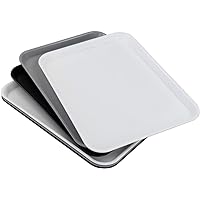 Ucake Large Plastic Fast Food Rectangle Serving Trays, 17.16 x 13.5 Inch, Black White Grey, 6 Packs