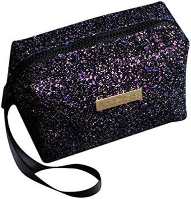 Sequin Cosmetic Bag Bling Shining Evening Bag Bling Clutch Handbag Zipper Makeup Bag for Women Girls - square bag