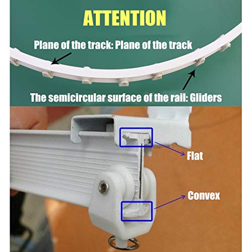 HAPYLY 2 Meter Flexible Plastic PVC Curtain Track Runner Rail Wall Ceiling Mounted Fixing Hooks Shower Curtains Room Divider with Instruction Mounting Accessories Include White (Top Clamping)