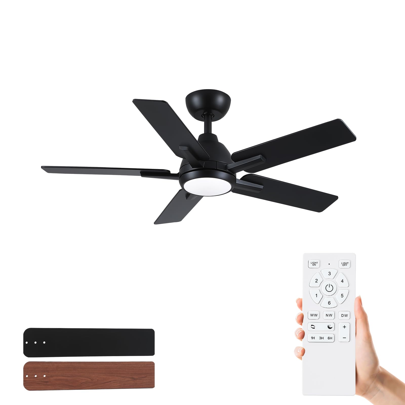 Photo 1 of *USED*
Sevenine 42 Inch Ceiling Fans with Lights and Remote, Black Ceiling Fan with 5 Balde for Outdoor/Bedroom Living Room, Downrod, 6 Speed Reversible DC Motor, 3CCT Dimmable Timer Noiseless, ETL Listed